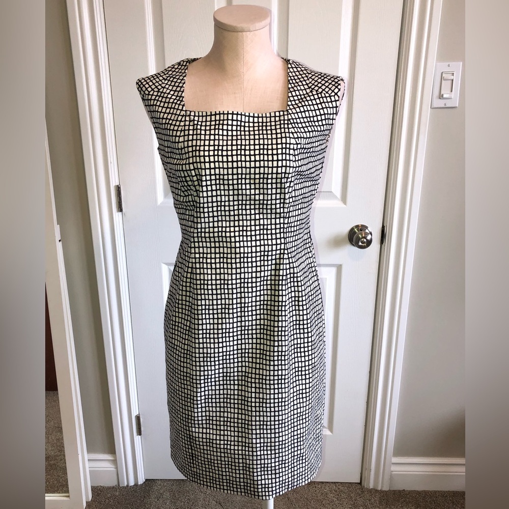 Lafayette 148 New York Black and White Checkered Dress
